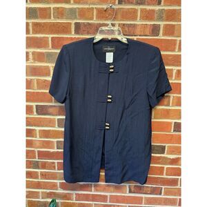 1980s John Roberts Navy Lightweight Jacket Top Size 6